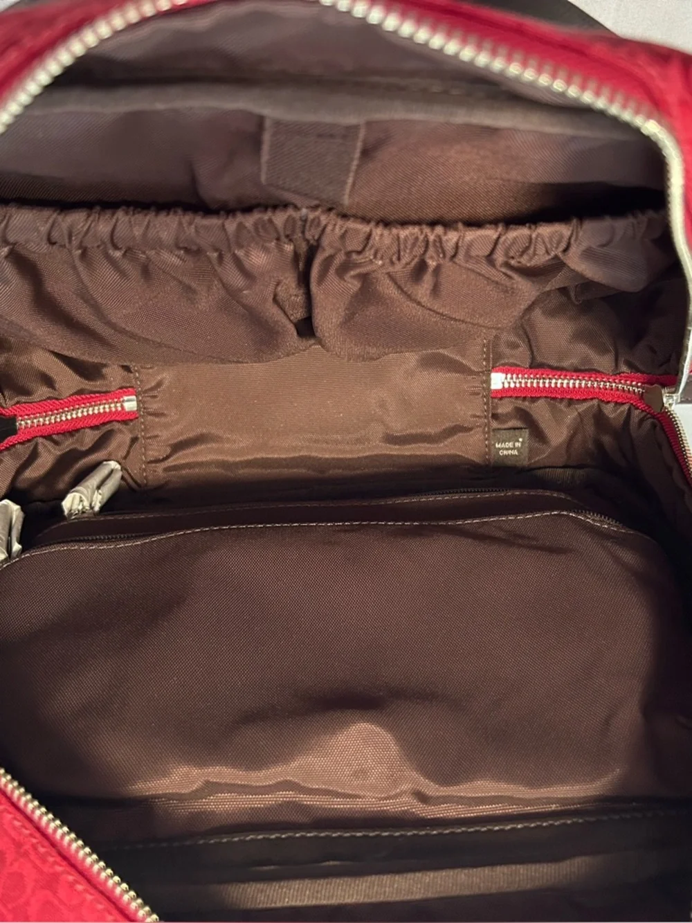 Coach Red Toiletries Bag Leather Accents and Handles - Picture 7 of 12